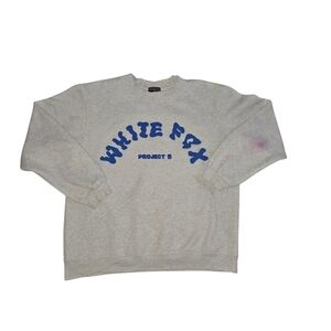 White Fox Heathered Gray Crewneck Sweater Bubble Logo Oversized Size S/M
